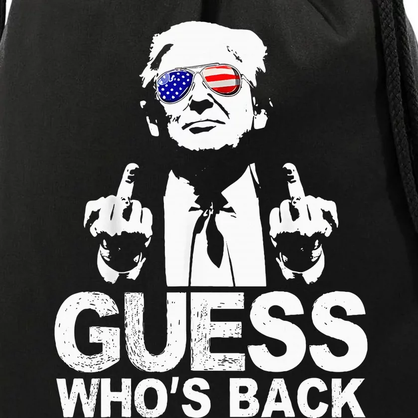 Funny Guess WhoS Back President Donald Trump Middle Finger Drawstring Bag