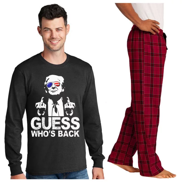 Funny Guess WhoS Back President Donald Trump Middle Finger Long Sleeve Pajama Set