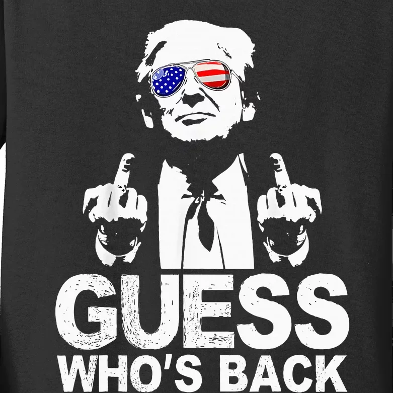 Funny Guess WhoS Back President Donald Trump Middle Finger Kids Long Sleeve Shirt