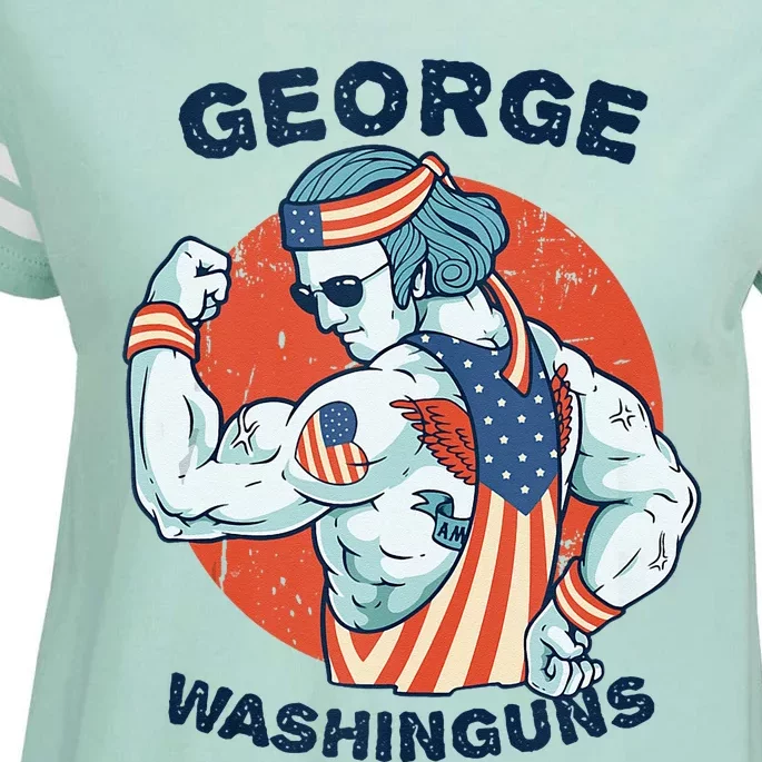 Funny George Washinguns Workout Patriotic 4th Of July Gift Enza Ladies Jersey Football T-Shirt