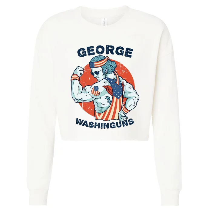 Funny George Washinguns Workout Patriotic 4th Of July Gift Cropped Pullover Crew