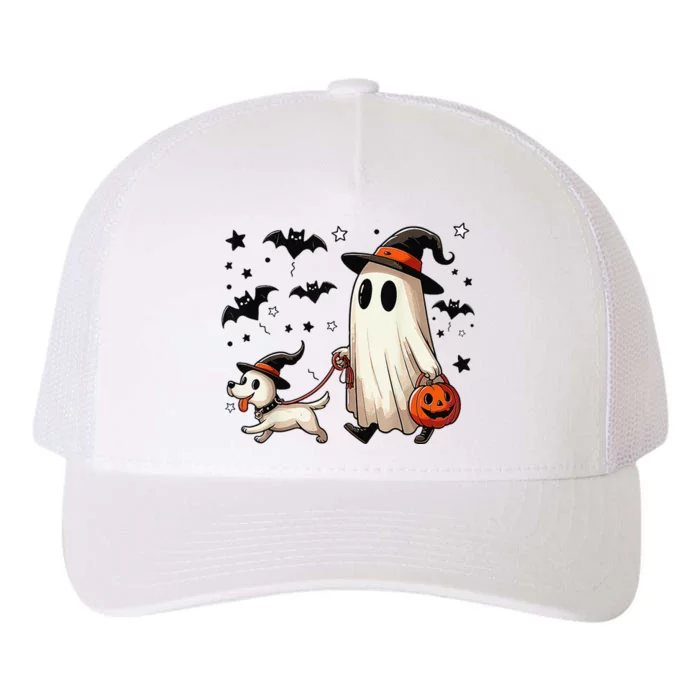 Funny Ghost Walking Dog Spooky Season Halloween Coquette Gift Yupoong Adult 5-Panel Trucker Hat