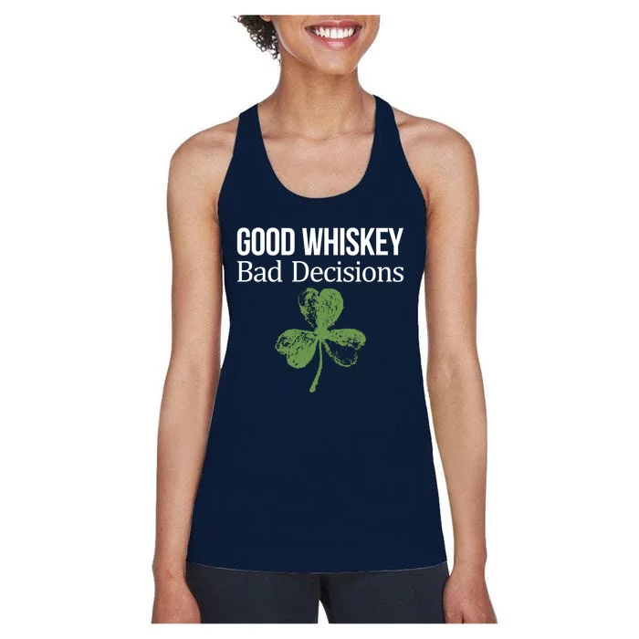 Funny Good Whiskey Bad Decisions Gift Women's Racerback Tank