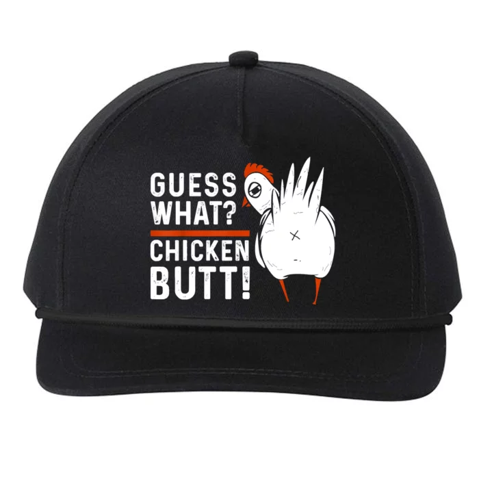 Funny Guess What Chicken Butt! White Design Snapback Five-Panel Rope Hat