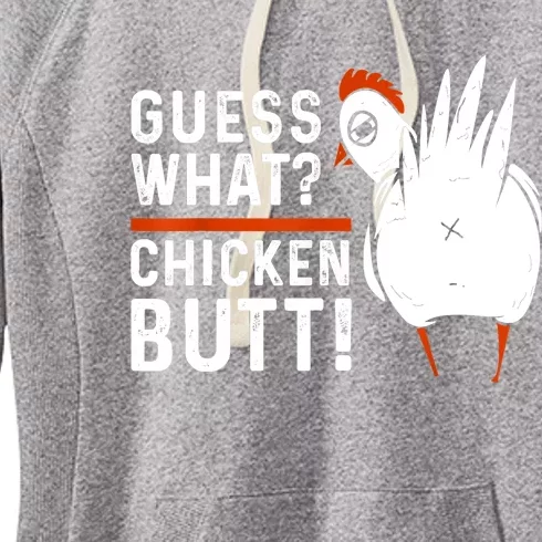 Funny Guess What Chicken Butt! White Design Women's Fleece Hoodie