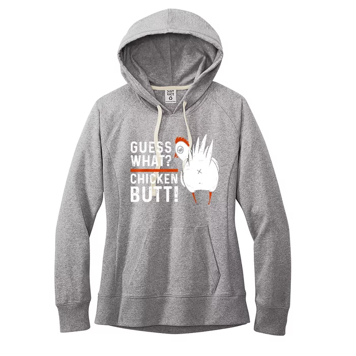 Funny Guess What Chicken Butt! White Design Women's Fleece Hoodie