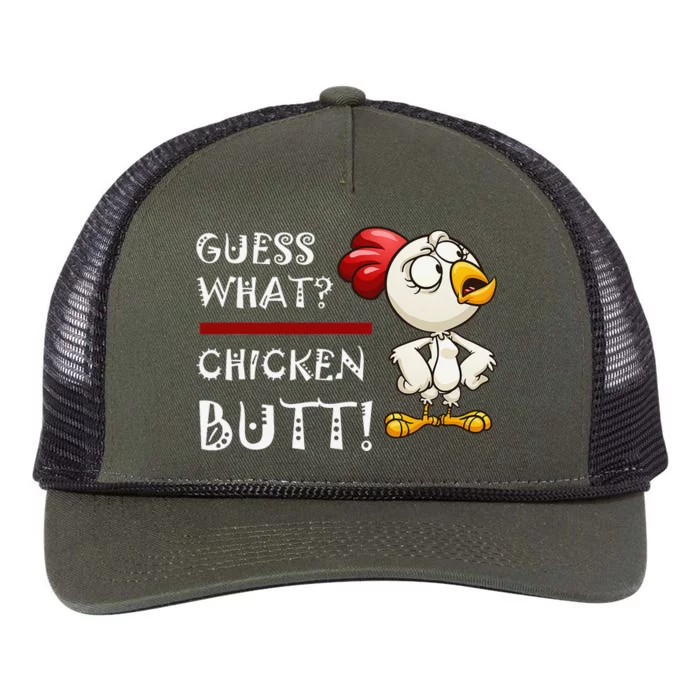 Funny Guess What Chicken Butt! Design Retro Rope Trucker Hat Cap