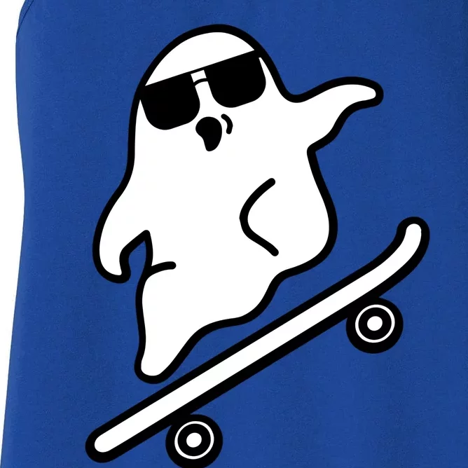 Funny Ghost With Skateboard Design Gift Women's Racerback Tank