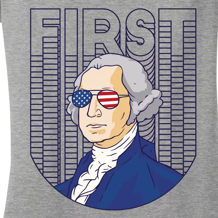 First George Washington Retro Women's V-Neck T-Shirt