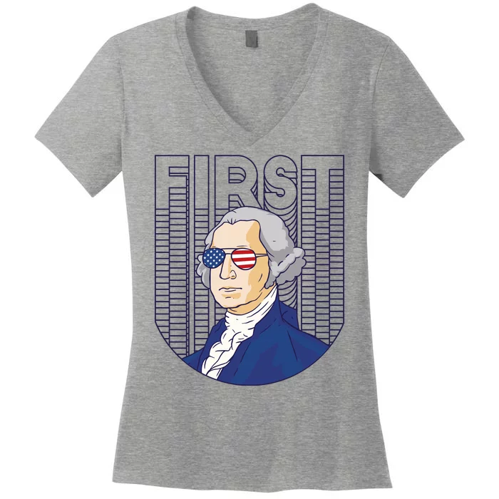 First George Washington Retro Women's V-Neck T-Shirt