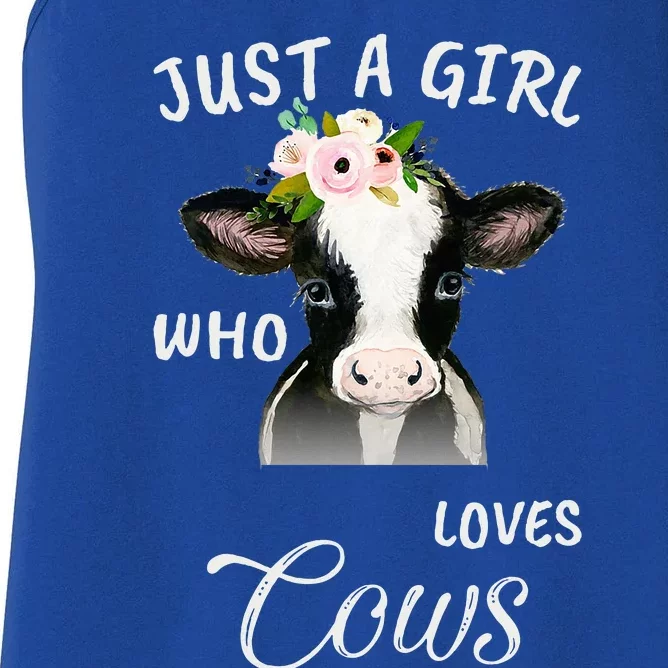 Funny Gift Watercolor Just A Girl Who Loves Cows Women's Racerback Tank