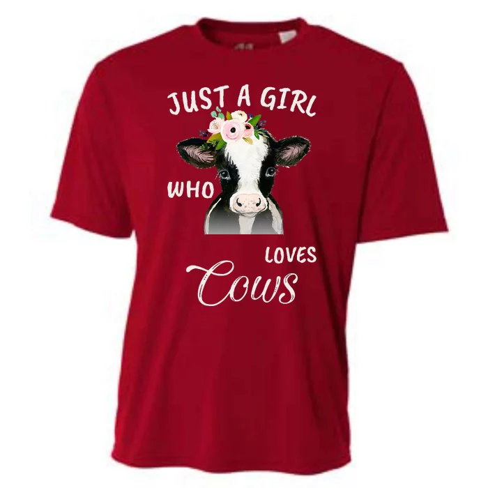 Funny Gift Watercolor Just A Girl Who Loves Cows Cooling Performance Crew T-Shirt