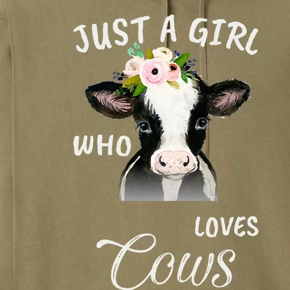 Funny Gift Watercolor Just A Girl Who Loves Cows Premium Hoodie