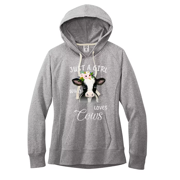 Funny Gift Watercolor Just A Girl Who Loves Cows Women's Fleece Hoodie