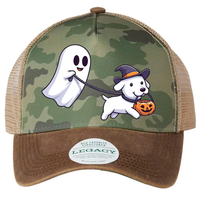 Funny Ghost Walking Dog Ghost Dog Halloween Night Legacy Tie Dye Trucker Hat