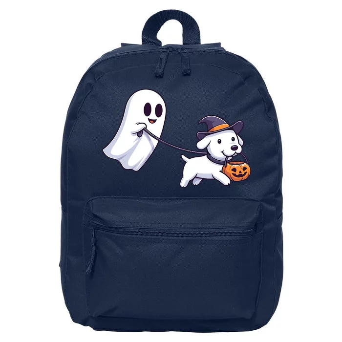 Funny Ghost Walking Dog Ghost Dog Halloween Night 16 in Basic Backpack