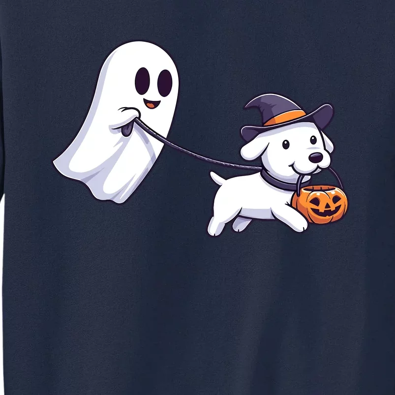 Funny Ghost Walking Dog Ghost Dog Halloween Night Tall Sweatshirt