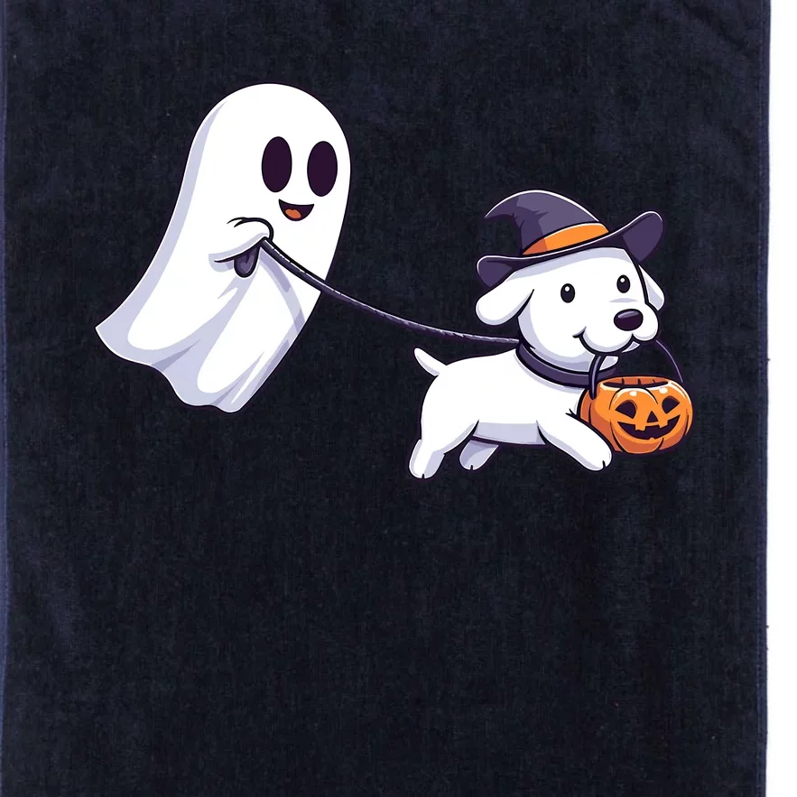 Funny Ghost Walking Dog Ghost Dog Halloween Night Platinum Collection Golf Towel