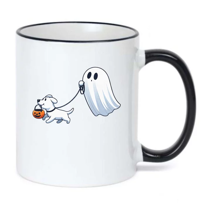 Funny Ghost Walking Dog Ghost Dog Halloween Night Black Color Changing Mug