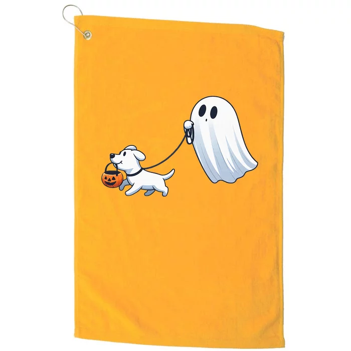 Funny Ghost Walking Dog Ghost Dog Halloween Night Platinum Collection Golf Towel