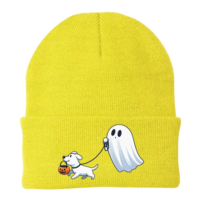 Funny Ghost Walking Dog Ghost Dog Halloween Night Knit Cap Winter Beanie