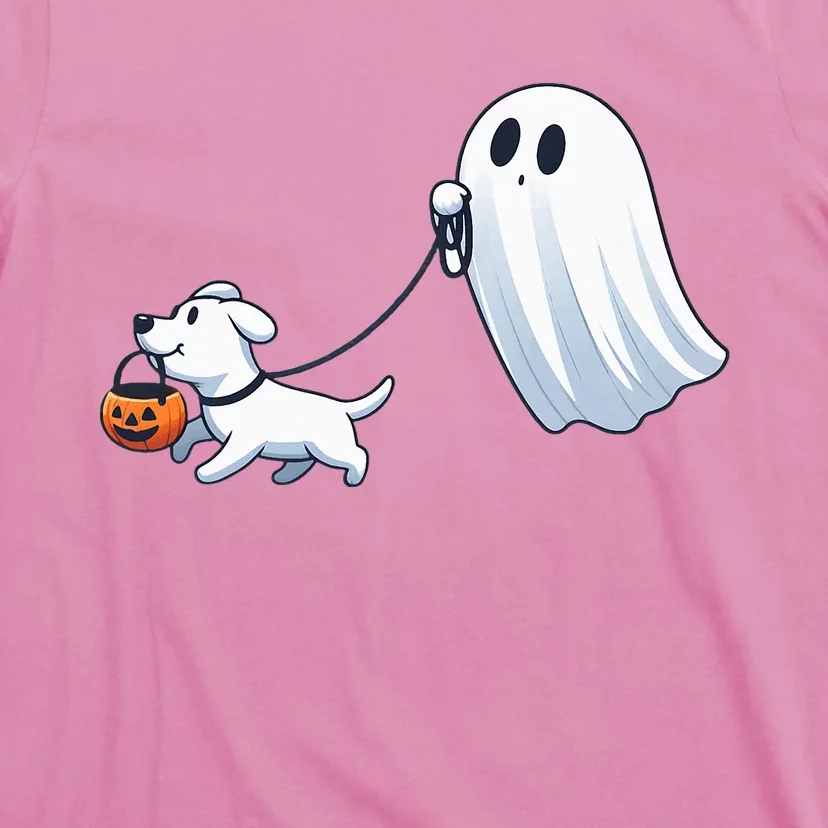 Funny Ghost Walking Dog Ghost Dog Halloween Night T-Shirt