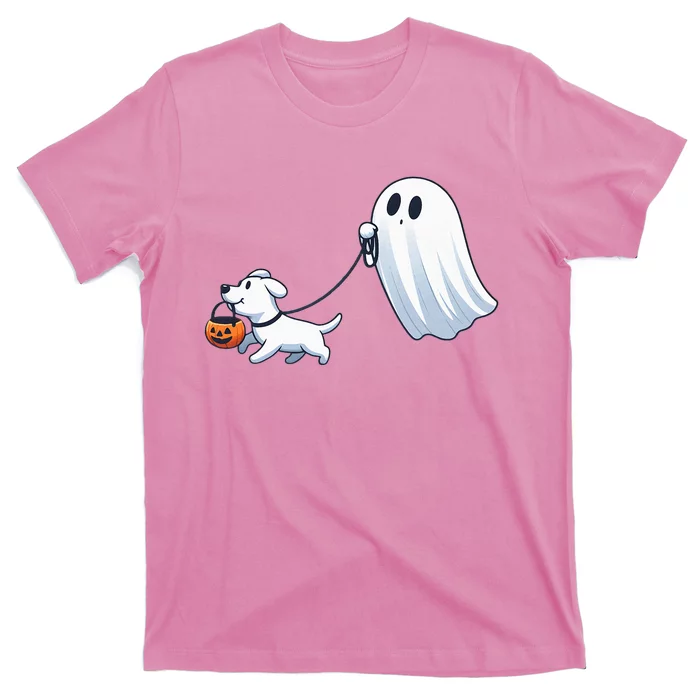 Funny Ghost Walking Dog Ghost Dog Halloween Night T-Shirt