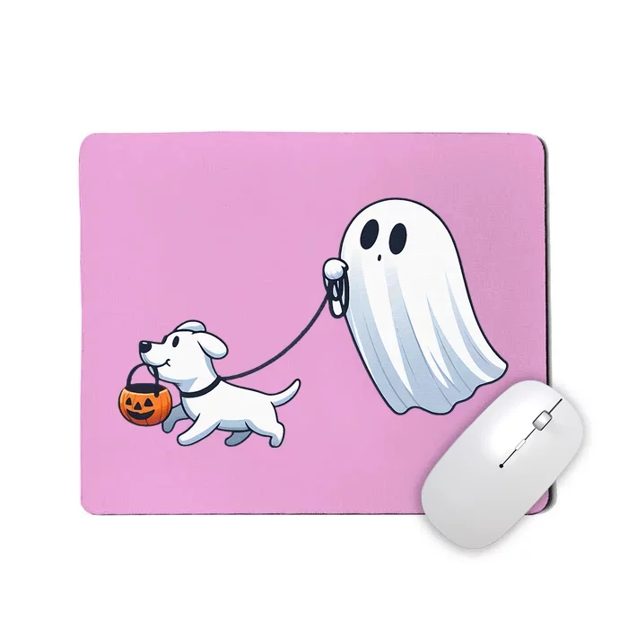 Funny Ghost Walking Dog Ghost Dog Halloween Night Mousepad