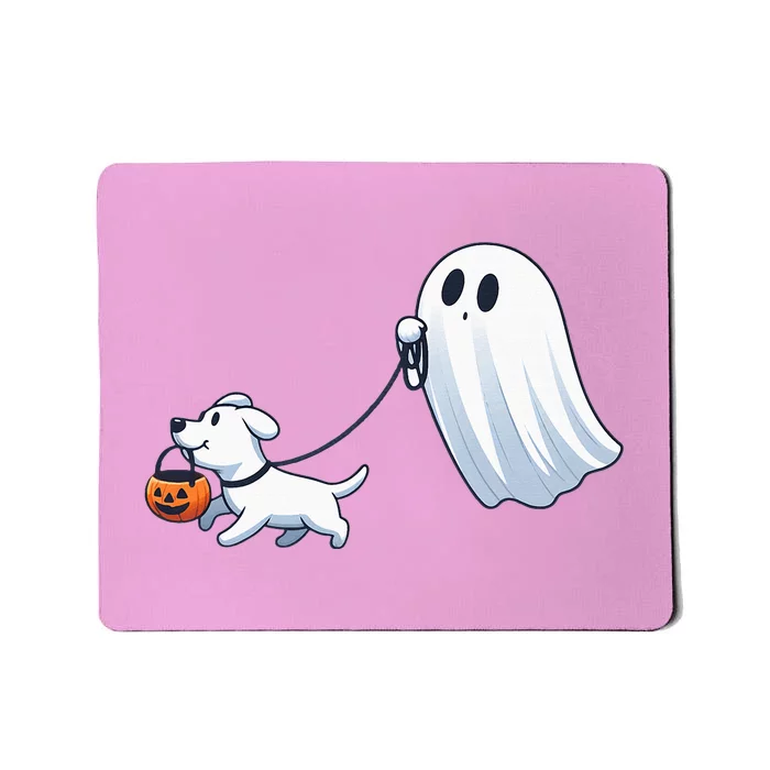 Funny Ghost Walking Dog Ghost Dog Halloween Night Mousepad