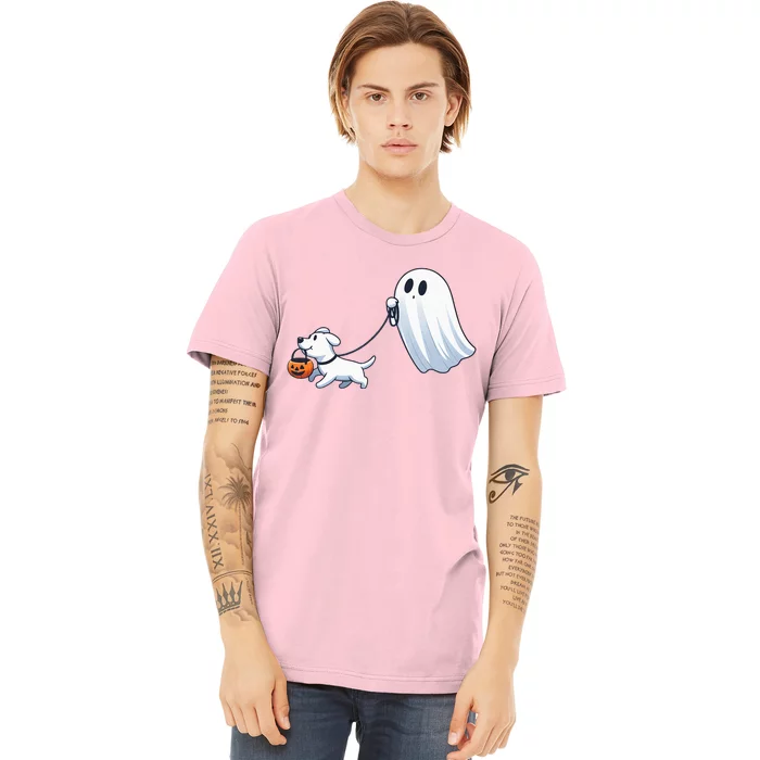 Funny Ghost Walking Dog Ghost Dog Halloween Night Premium T-Shirt