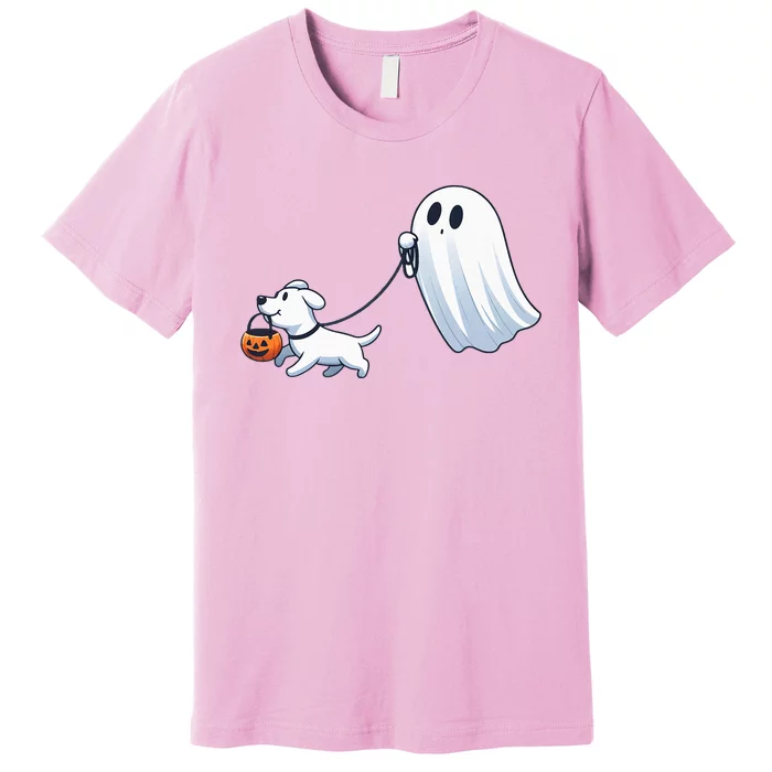 Funny Ghost Walking Dog Ghost Dog Halloween Night Premium T-Shirt