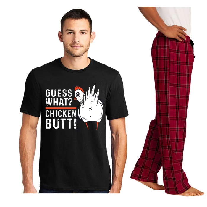 Funny Guess What Chicken Butt White Designs Pajama Set