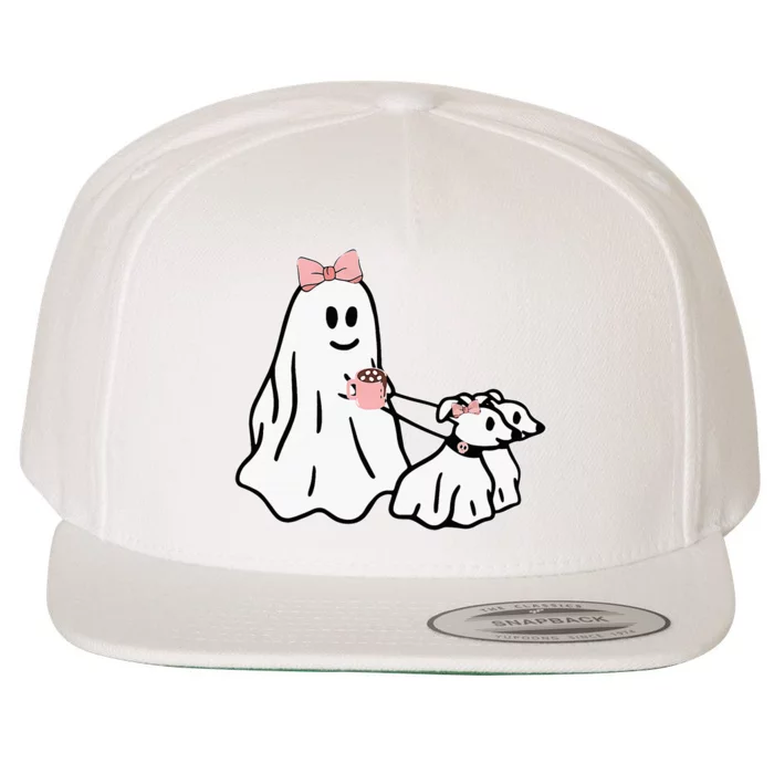 Funny Ghost Walking Dog Spooky Season Halloween Coquette Wool Snapback Cap