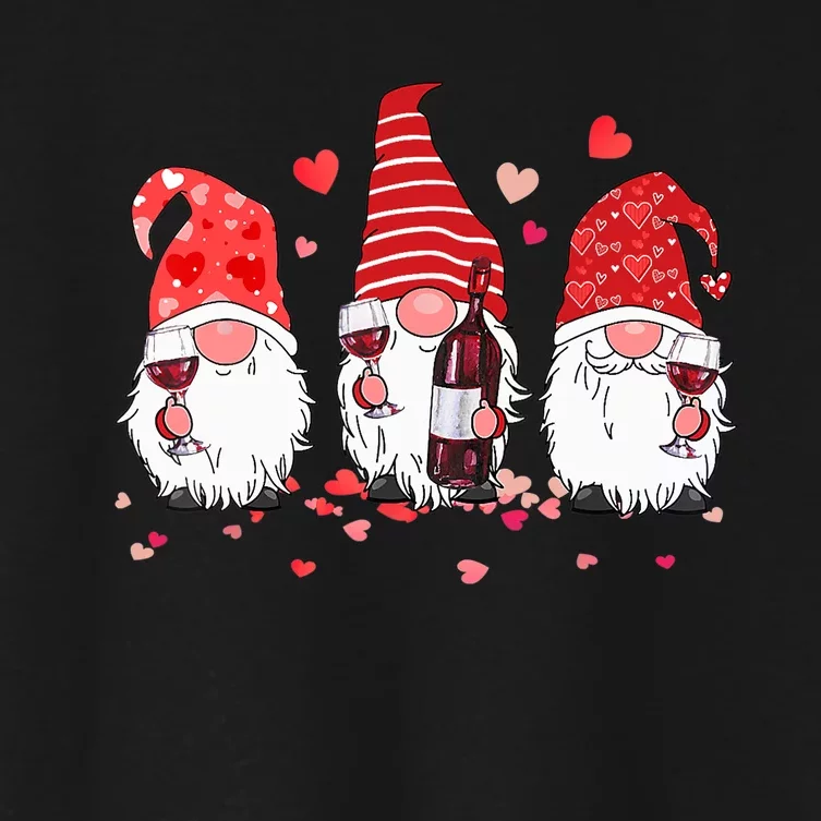 Funny Gnome Wine Lover Happy Valentines Day Pajama Women's Crop Top Tee