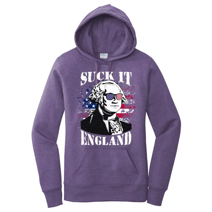 Funny George Washington Suck It England Vintage July 4th Women's Pullover Hoodie