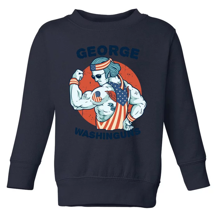 Funny George Washinguns Workout Patriotic 4th Of July Gift Toddler Sweatshirt