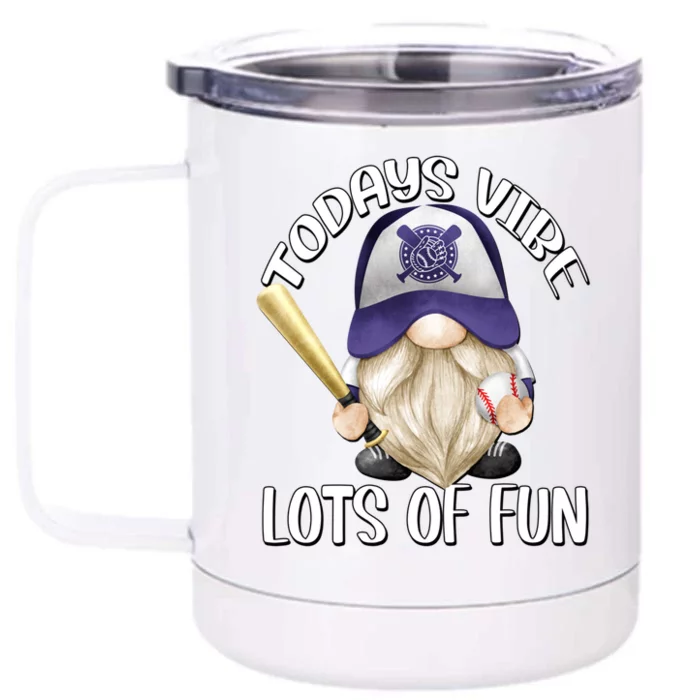 Funny Gnome With Purple Basebal Cap For Baseball Coach Dad Meaningful Gift Front & Back 12oz Stainless Steel Tumbler Cup