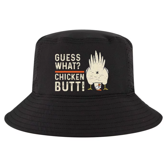 Funny Guess What Chicken Butt! White Design Clothes Quote Cool Comfort Performance Bucket Hat