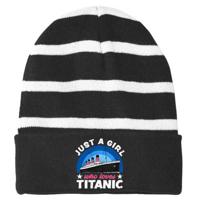 For Girl Who Just Love The Rms Titanic Striped Beanie with Solid Band