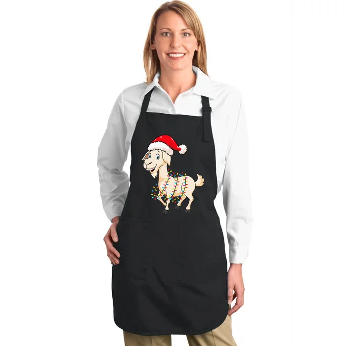 Festive Goat with Christmas Lights Perfect Gift Full-Length Apron With Pocket