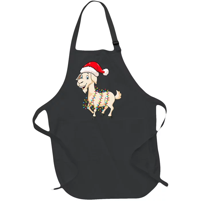 Festive Goat with Christmas Lights Perfect Gift Full-Length Apron With Pocket