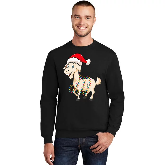 Festive Goat with Christmas Lights Perfect Gift Tall Sweatshirt