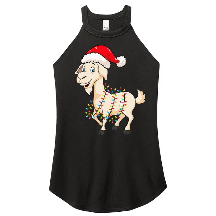 Festive Goat with Christmas Lights Perfect Gift Women’s Perfect Tri Rocker Tank