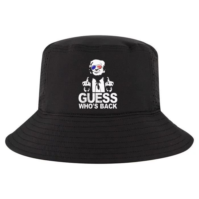 Funny Guess WhoS Back President Donald Trump Middle Finger Cool Comfort Performance Bucket Hat