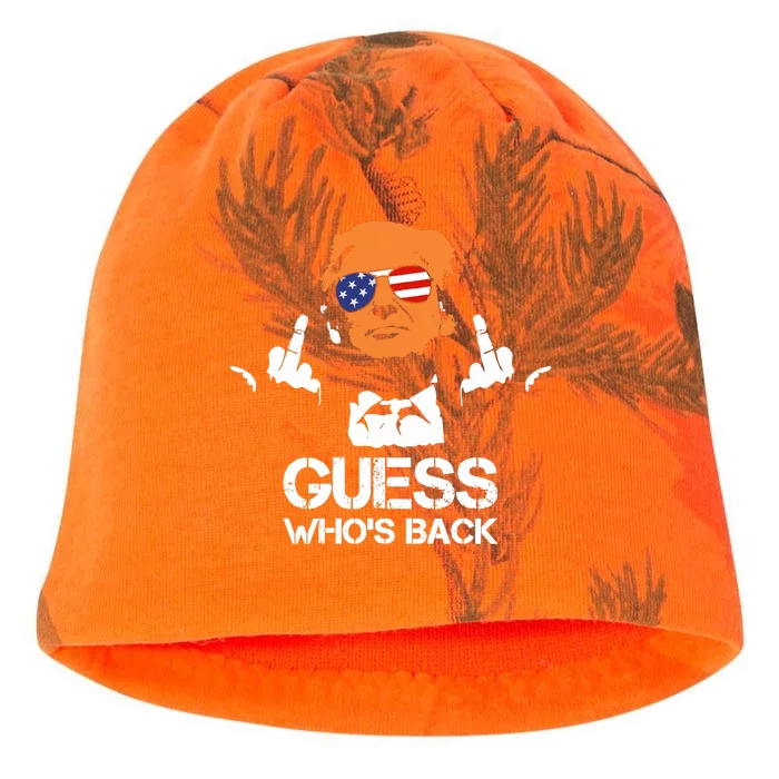 Funny Guess Who Is Back President Trump 2024 Kati - Camo Knit Beanie