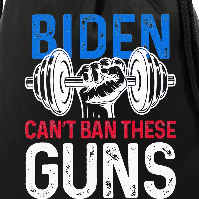 Funny Gym Workout Weightlifting Biden Can't Ban These Guns Drawstring Bag