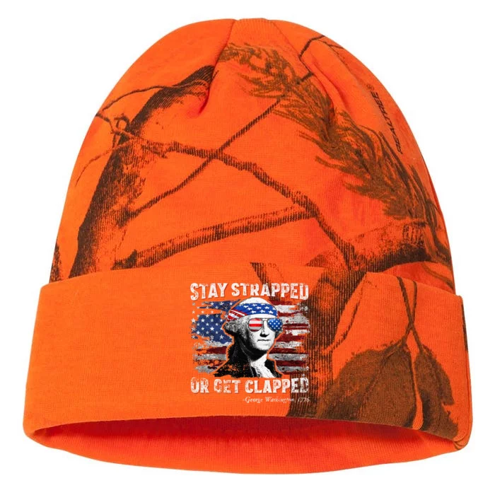 Funny George Washington 4th Of July Stay Strapped Kati - 12in Camo Beanie