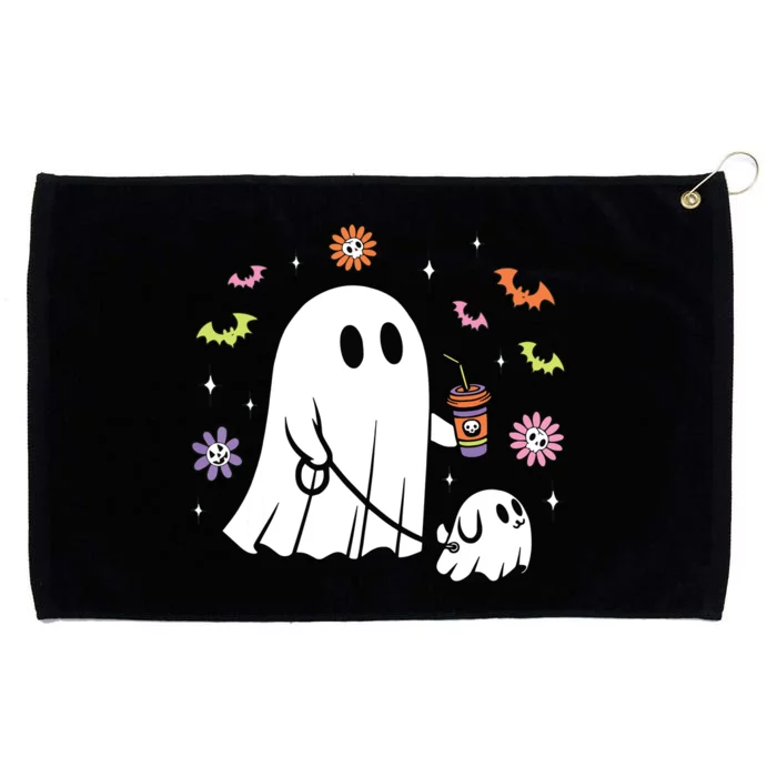 Funny Ghost Walking Dog Spooky Ghost Coffee Halloween Dog Grommeted Golf Towel