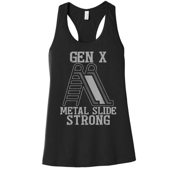 Funny Gen X Generation Gen X Metal Slide Strong Women's Racerback Tank