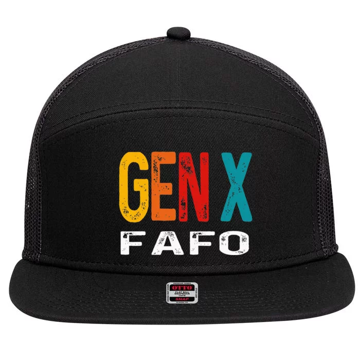 Funny Gen X Fafo Humor Generation 7 Panel Mesh Trucker Snapback Hat